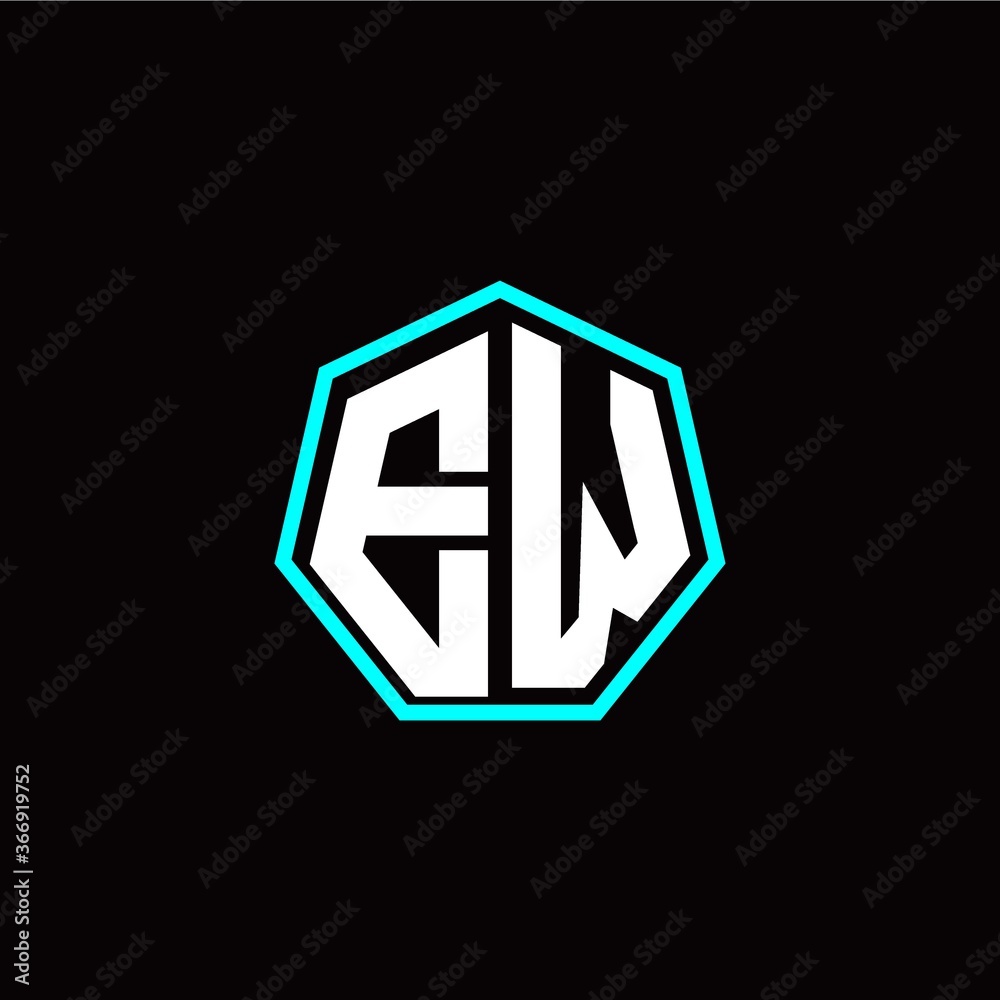 E W initials modern polygon logo template E W initials modern polygon logo template
