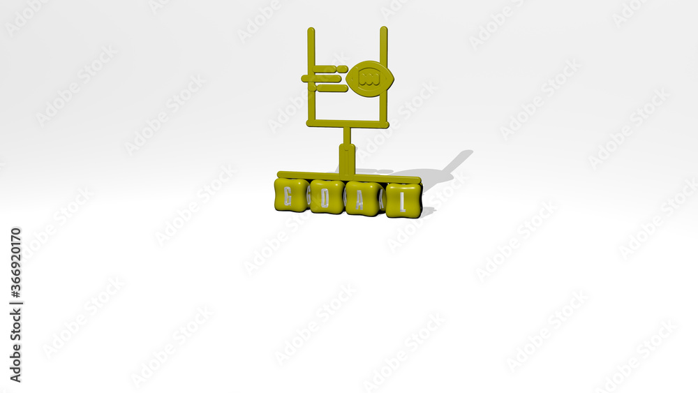 Obraz premium 3D illustration of goal graphics and text made by metallic dice letters for the related meanings of the concept and presentations. business and background