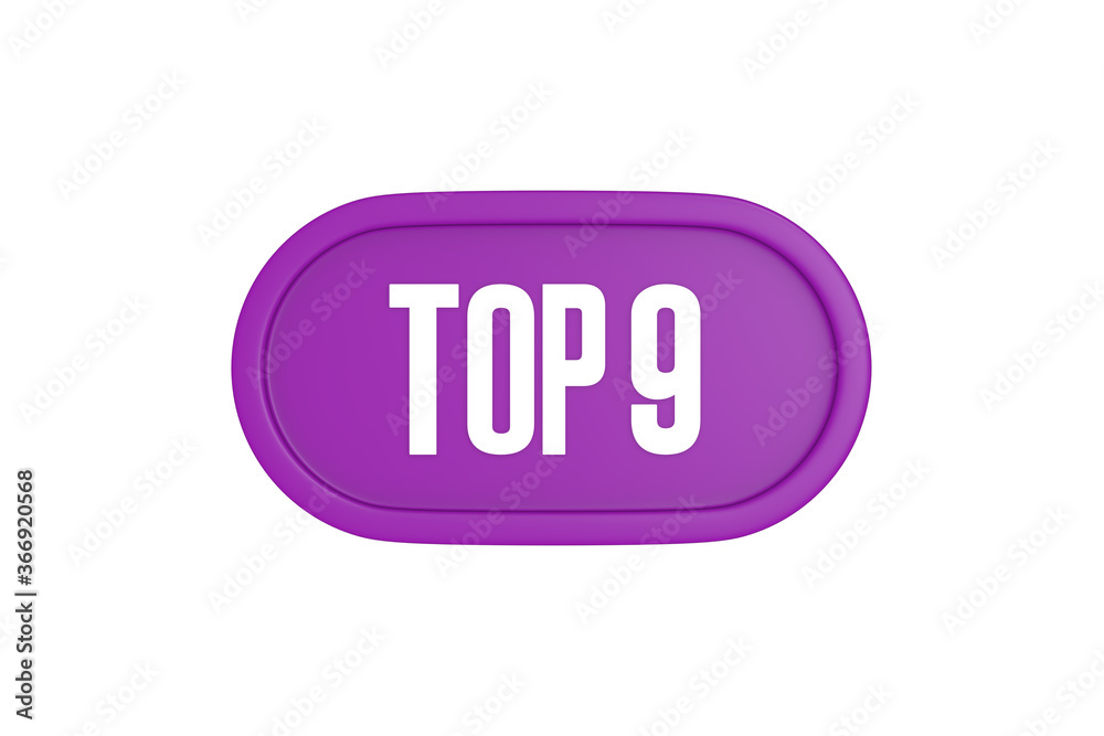 Top 9 sign in purple color isolated on white background, 3d illustration. Top 9 sign in purple color isolated on white background, 3d illustration.
