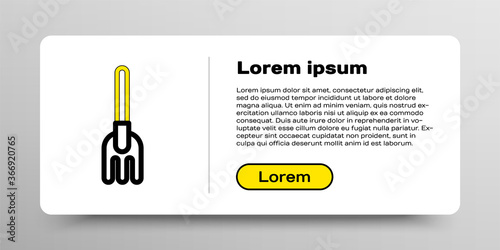 Line Garden rake icon isolated on white background. Tool for horticulture, agriculture, farming. Ground cultivator. Housekeeping equipment. Colorful outline concept. Vector.