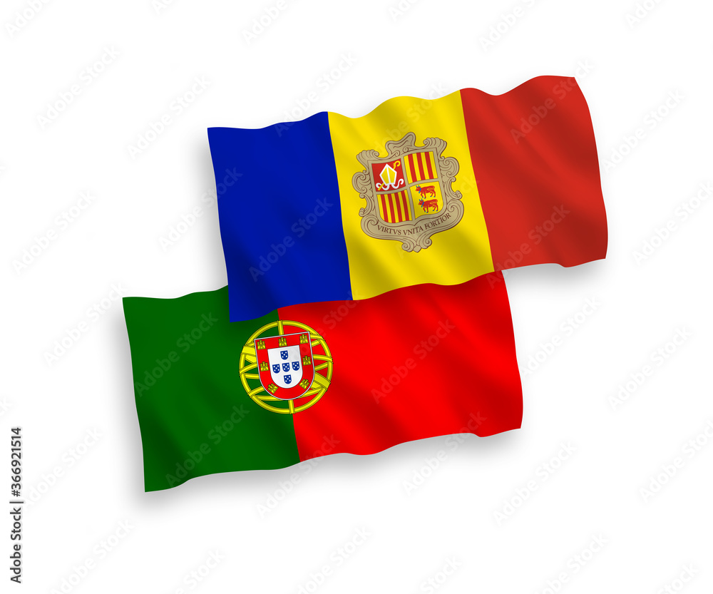 Flags of Portugal and Andorra on a white background