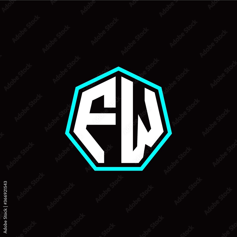 F W initials modern polygon logo template F W initials modern polygon logo template
