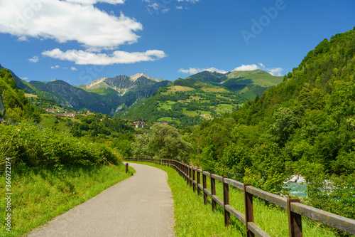 Serio river along the cycleway of Val Seriana at Ponte Nossa photo
