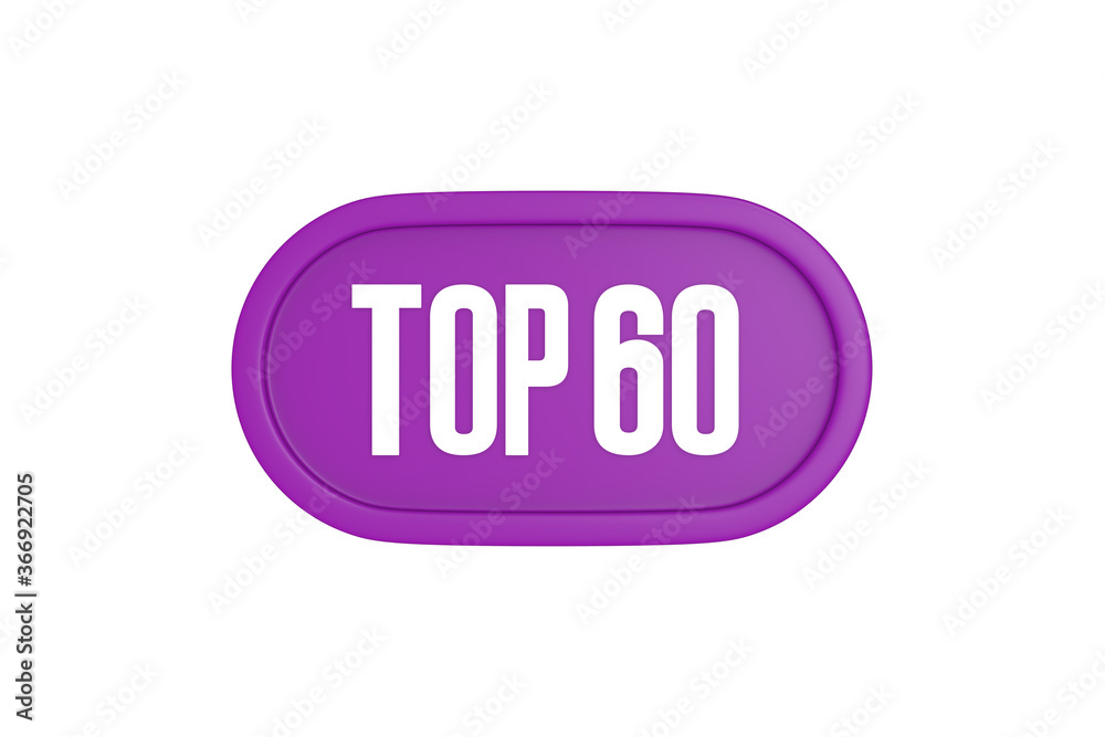 Top 60 sign in purple color isolated on white background, 3d illustration. Top 60 sign in purple color isolated on white background, 3d illustration.