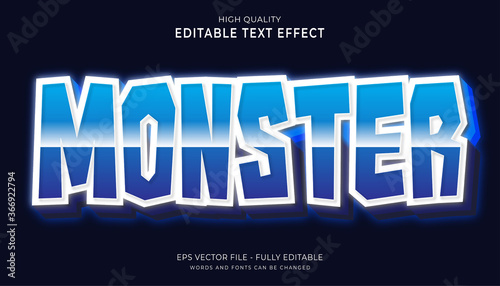 monster text effect, editable 3d game text style effect.