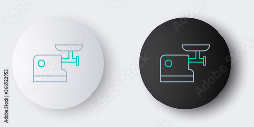 Line Kitchen meat grinder icon isolated on grey background. Colorful outline concept. Vector.