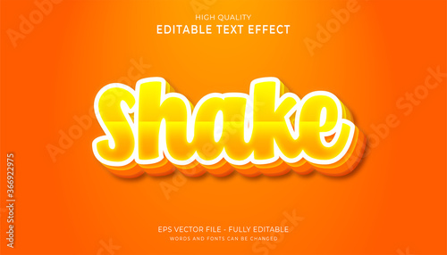 Shake text effect, editable 3d cartoon text style effect.