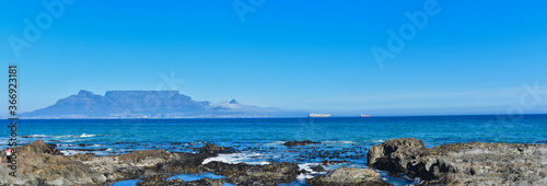 Panoramic view of Table mountain and cape town city from Blouberg Strand