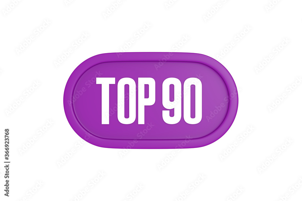 Top 90 sign in purple color isolated on white background, 3d illustration. Top 90 sign in purple color isolated on white background, 3d illustration.