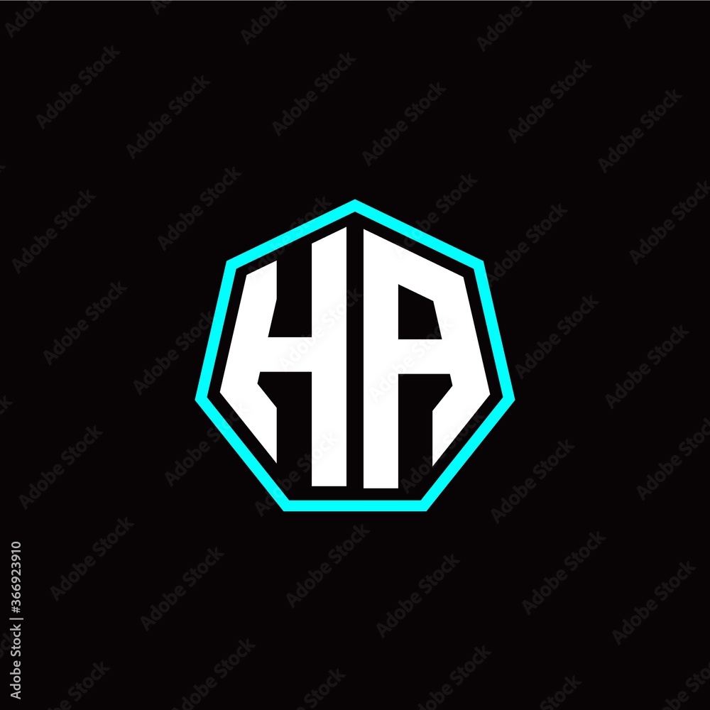 H A initials modern polygon logo template H A initials modern polygon logo template