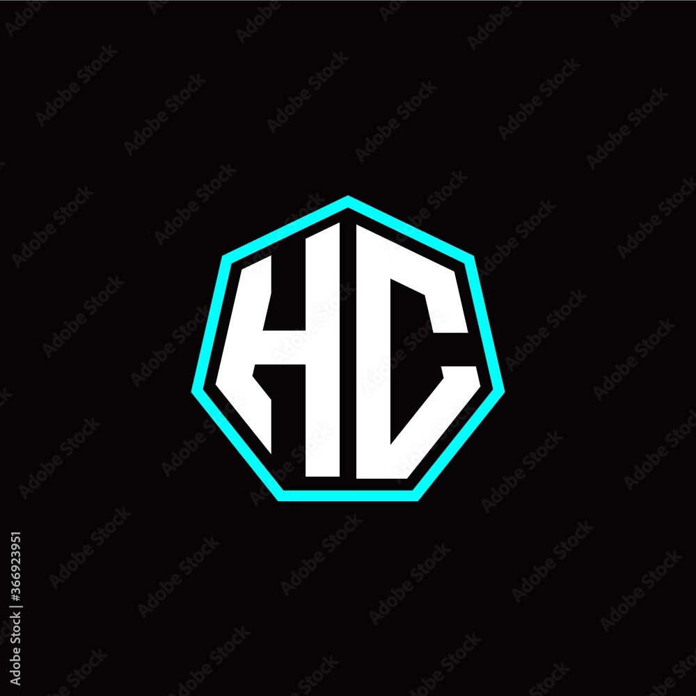 H C initials modern polygon logo template H C initials modern polygon logo template