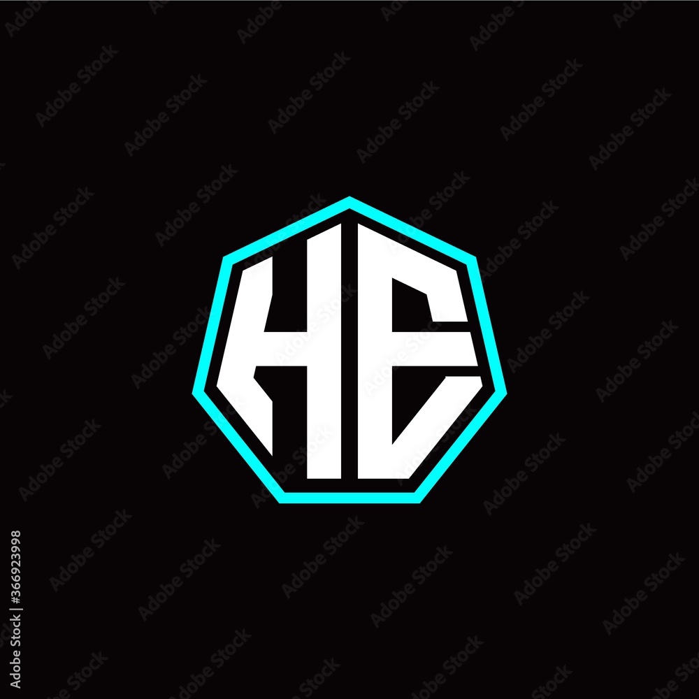 H E initials modern polygon logo template H E initials modern polygon logo template