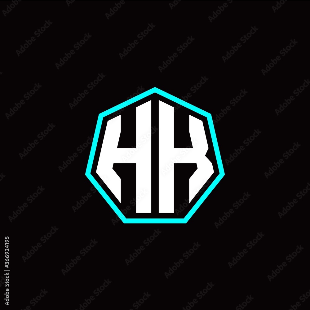 H K initials modern polygon logo template H K initials modern polygon logo template
