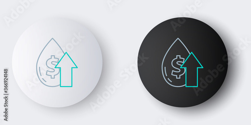 Line Oil price increase icon isolated on grey background. Oil industry crisis concept. Colorful outline concept. Vector.