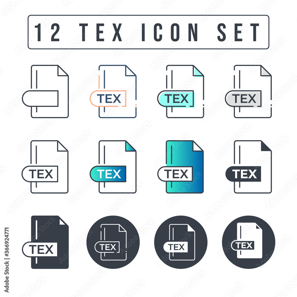 TEX File Format Icon Set. 12 TEX icon set.