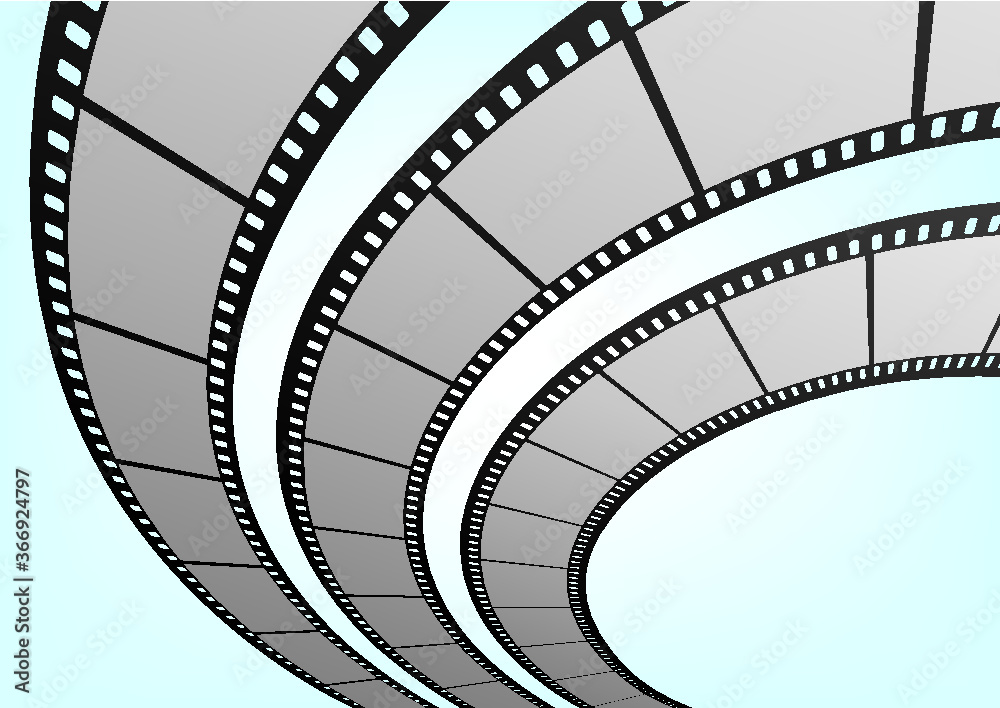 Cinema, movie and photography 35mm film strip template.  Vector 3D film strip elements.