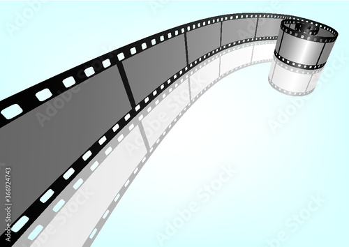 Cinema, movie and photography 35mm film strip template.  Vector 3D film strip elements.