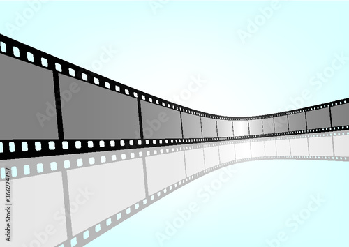 Cinema, movie and photography 35mm film strip template. Vector 3D film strip elements.