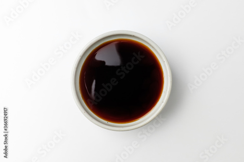 Soy sauce on a white background
