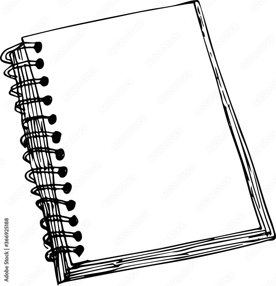 Sketch of a notebook. Vector illustration with hand drawn notebook sheet.  Blank page notebook Stock Vector | Adobe Stock