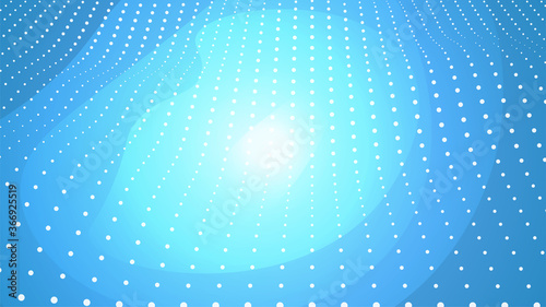 Abstract blue background. 3d geometric dot pattern. Computer landscape. Technology texture. Empty space. Hi tech wallpaper. Presentation, web banner or print template. Stock vector illustration