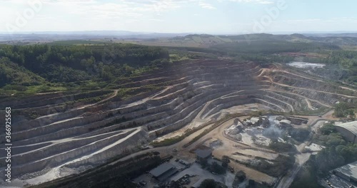 High angle view of a layered rock face seen on a quarry in Itaú de Minas / Brazil. 4K. photo