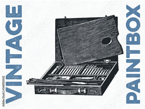 Hand-drawn illustration of a paintbox
