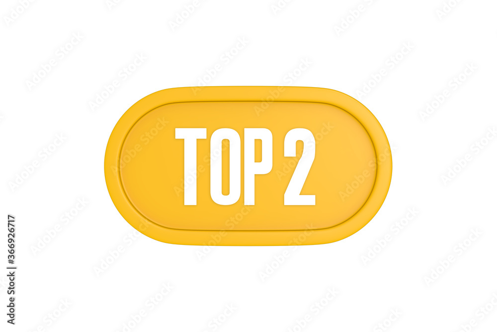 Top 2 sign in yellow color isolated on white color background, 3d illustration Top 2 sign in yellow color isolated on white color background, 3d illustration