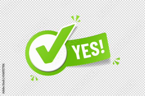 Yes Checkbox Sticker - Green Vector Illustration - Isolated On Transparent Background