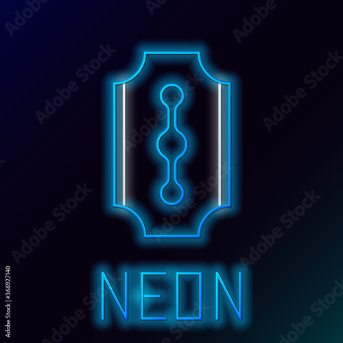 Glowing neon line Blade razor icon isolated on black background. Colorful outline concept. Vector.