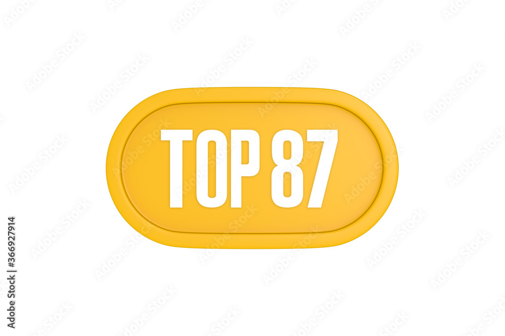 Top 87 sign in yellow color isolated on white color background, 3d illustration Top 87 sign in yellow color isolated on white color background, 3d illustration