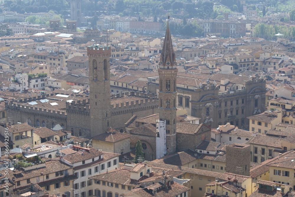 Florence, Italy: a view of the city from the top of Giotto's campanile (tower bell) 
