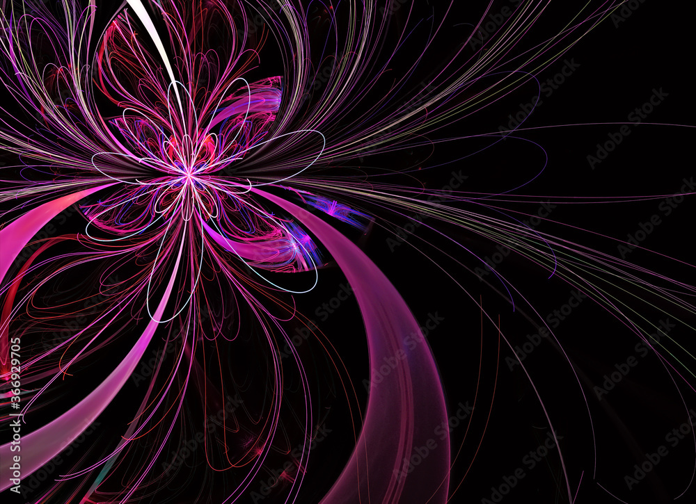 Abstract color dynamic textured background with lighting effect. Fractal flower. Fractal art