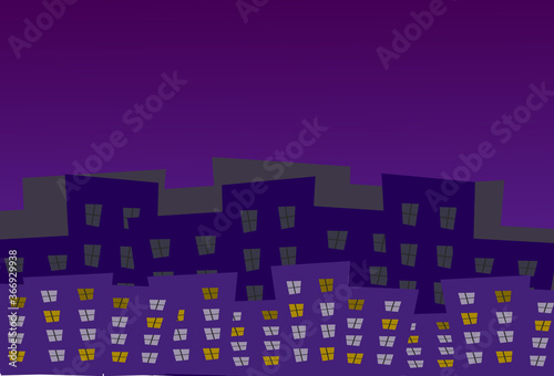abstract night city with multi storey buildings