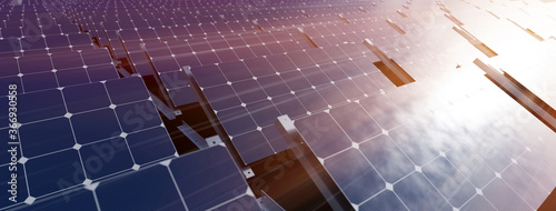 Solar panels array system. Photovoltaic, clean energy technology