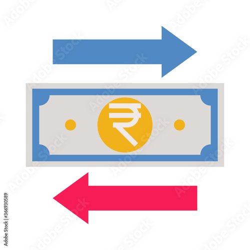 Business & finance, Rupee money transfer, Flat color icon.
