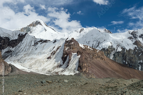 Engilchek Glacier and Khan Tengri Mountain, Central Tian Shan Mountain range, Border of Kyrgyzstan and China, Kyrgyzstan photo