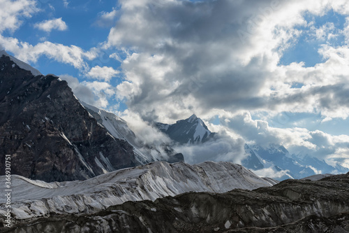 Engilchek Glacier and Khan Tengri Mountain, Central Tian Shan Mountain range, Border of Kyrgyzstan and China, Kyrgyzstan © Gabrielle