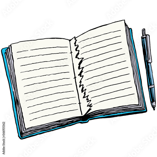 notebook with a torn sheet of paper and a pencil next to it