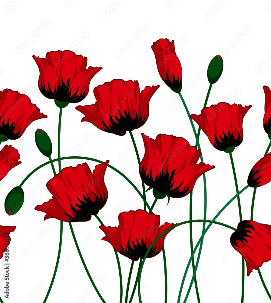 Excellent seamless pattern with with poppies