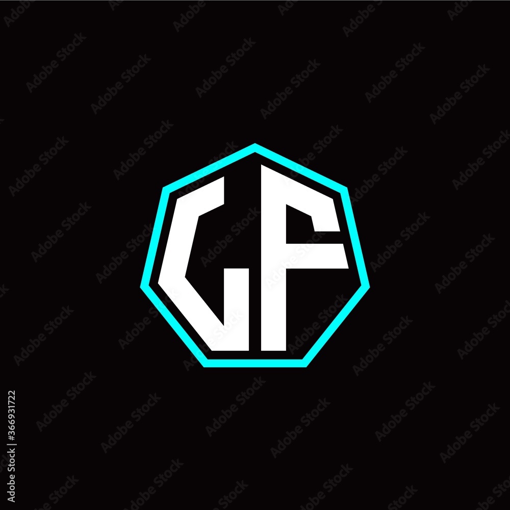L F initials modern polygon logo template