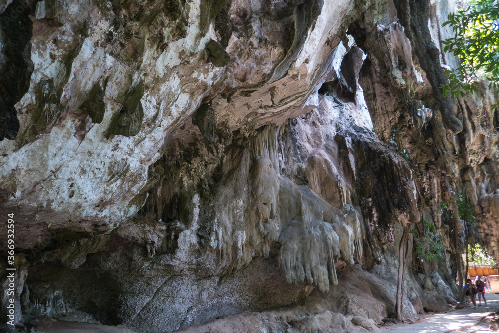Fototapeta premium Cave formations at East Railay Beach, near Ao Nang in southern Thailand.