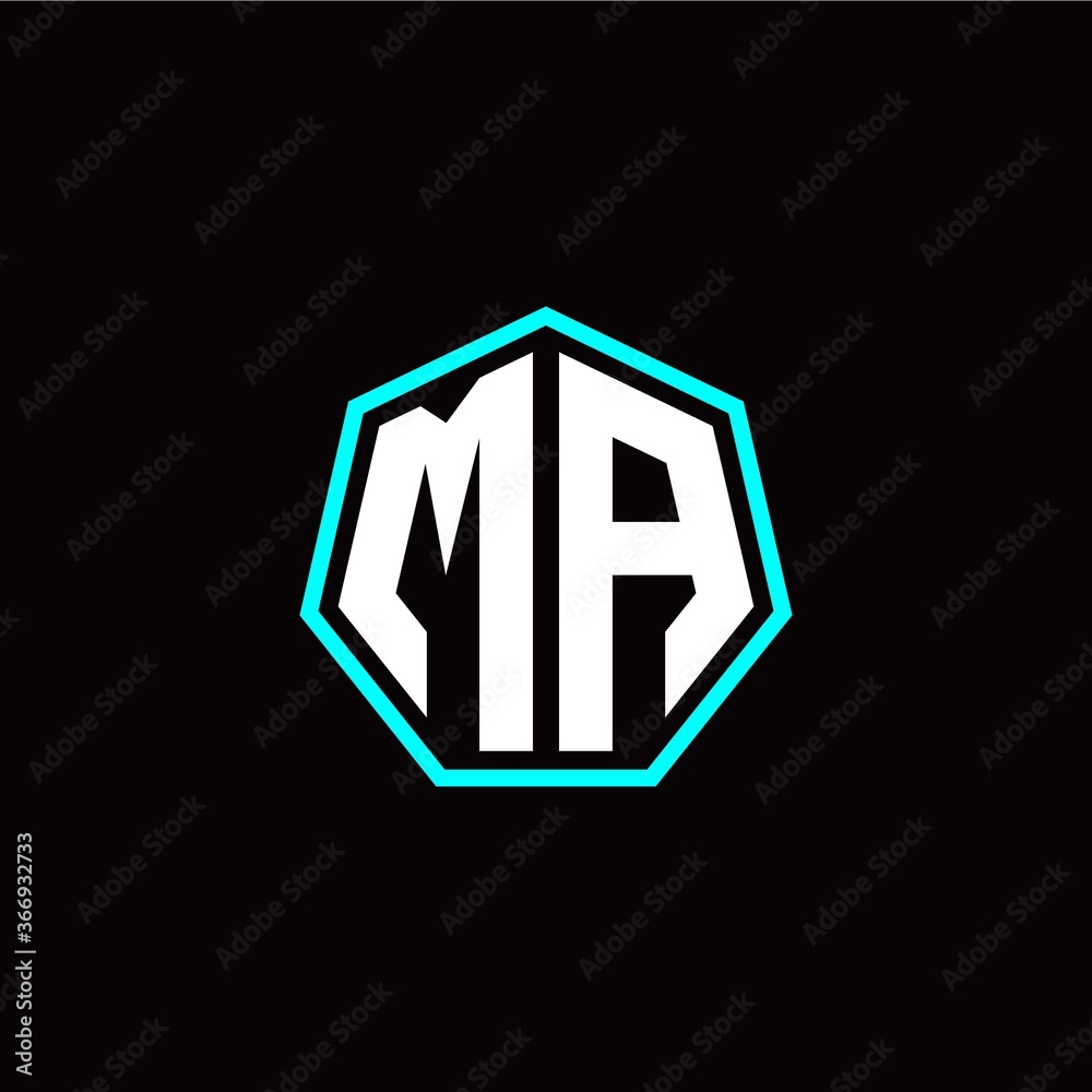 M A initials modern polygon logo template