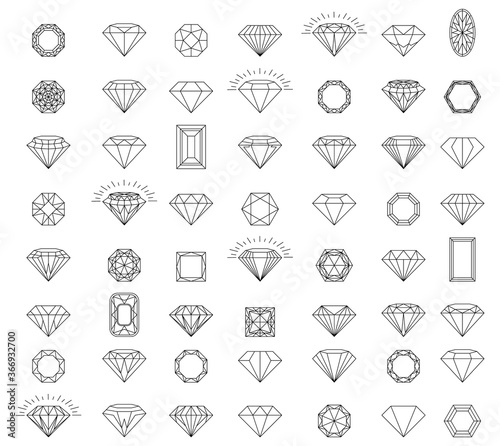 Diamonds icons set. black diamond collection icons Vector eps icon logo design diamonds color Cristal Shine Effec