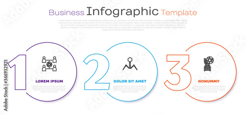 Set line Virus spread, Bacteria bacteriophage and DNA symbol and virus. Business infographic template. Vector.
