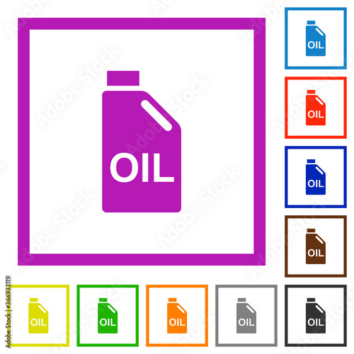 Oil canister flat framed icons