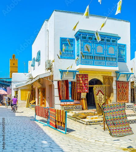 The carpets in old market, Kairouan, Tunisia photo