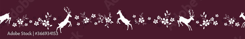 Cute hand drawn deer with flowers seamless pattern, alpine background, great for textiles, banners, Oktoberfest designs, wrapping - vector design