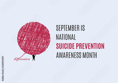 September is National Suicide Awareness Month vector. Depression icon vector. Sadness abstract vector illustration. Mental health vector