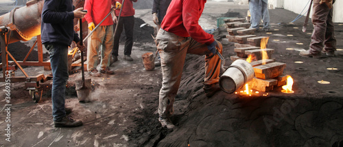 Workers at the casting factory